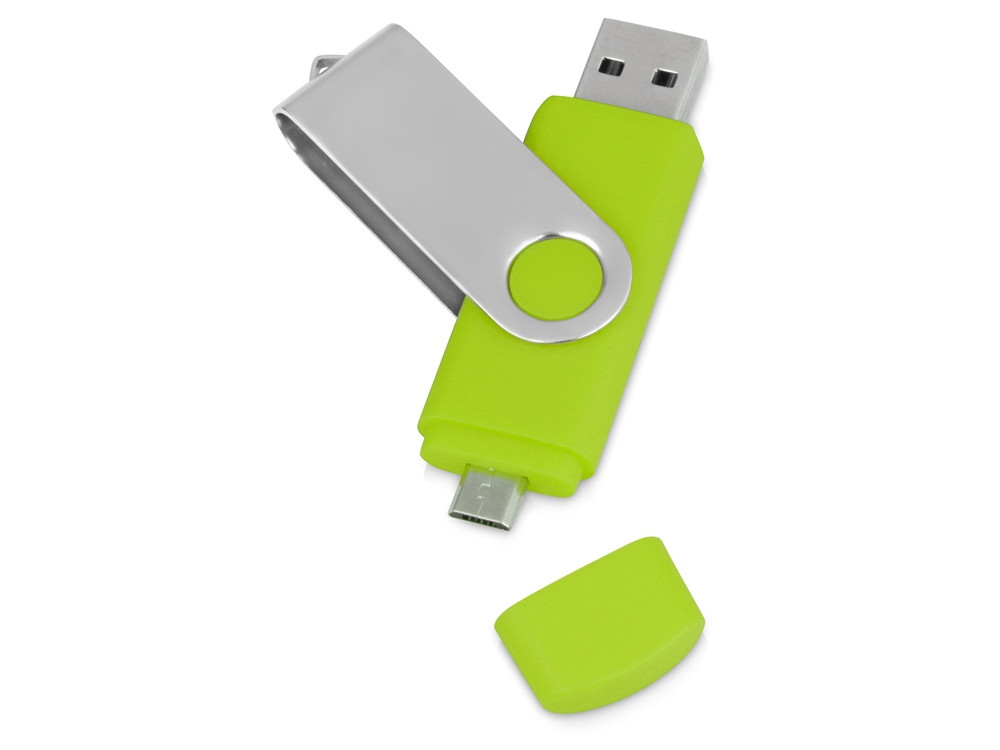 USB/micro USB-флешка 2.0 на 16 Гб Квебек OTG, зеленое яблоко - фото 1 - id-p89973660