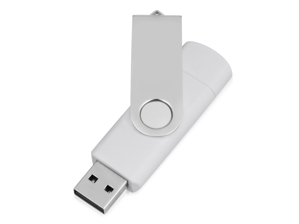 USB/micro USB-флешка 2.0 на 16 Гб Квебек OTG, белый - фото 2 - id-p89973662