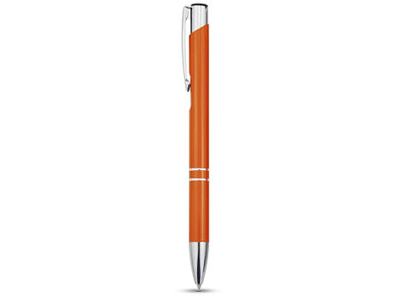 Алюминиевая шариковая кнопочная ручка Moneta, синие чернила, оранжевый, фото 2