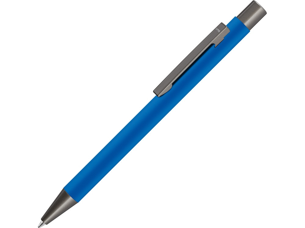 Ручка шариковая UMA STRAIGHT GUM soft-touch, с зеркальной гравировкой, синий - фото 1 - id-p89973926