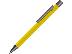 Ручка шариковая UMA STRAIGHT GUM soft-touch, с зеркальной гравировкой, желтый