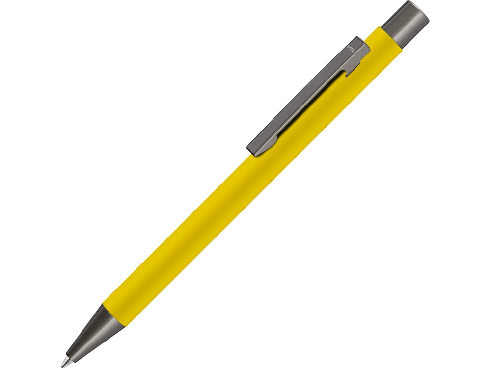 Ручка шариковая UMA STRAIGHT GUM soft-touch, с зеркальной гравировкой, желтый - фото 1 - id-p89973928