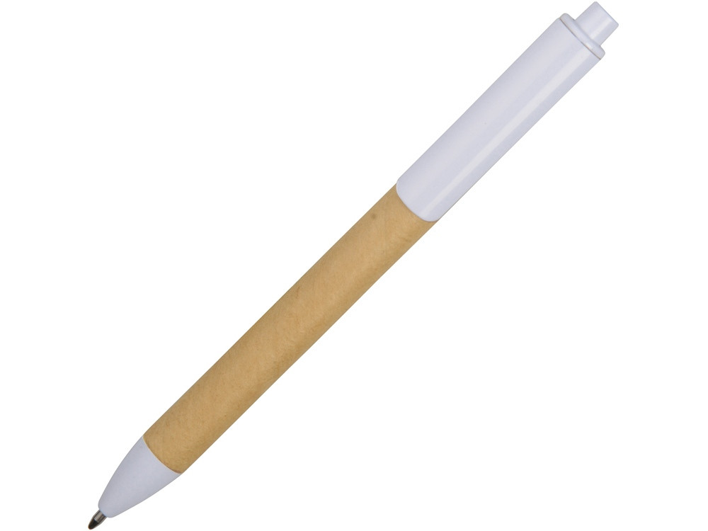 Ручка картонная пластиковая шариковая Эко 2.0, бежевый/белый - фото 2 - id-p89973958
