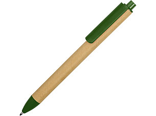 Ручка картонная пластиковая шариковая Эко 2.0, бежевый/зеленый, фото 2
