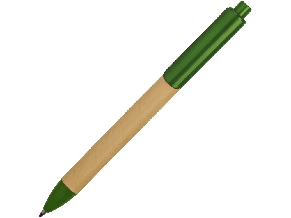Ручка картонная пластиковая шариковая Эко 2.0, бежевый/зеленый - фото 2 - id-p89973959