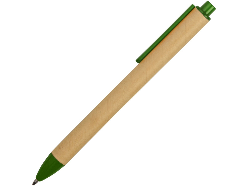 Ручка картонная пластиковая шариковая Эко 2.0, бежевый/зеленый - фото 3 - id-p89973959