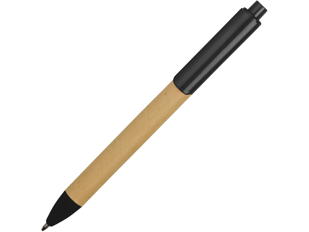 Ручка картонная пластиковая шариковая Эко 2.0, бежевый/черный - фото 2 - id-p89973960