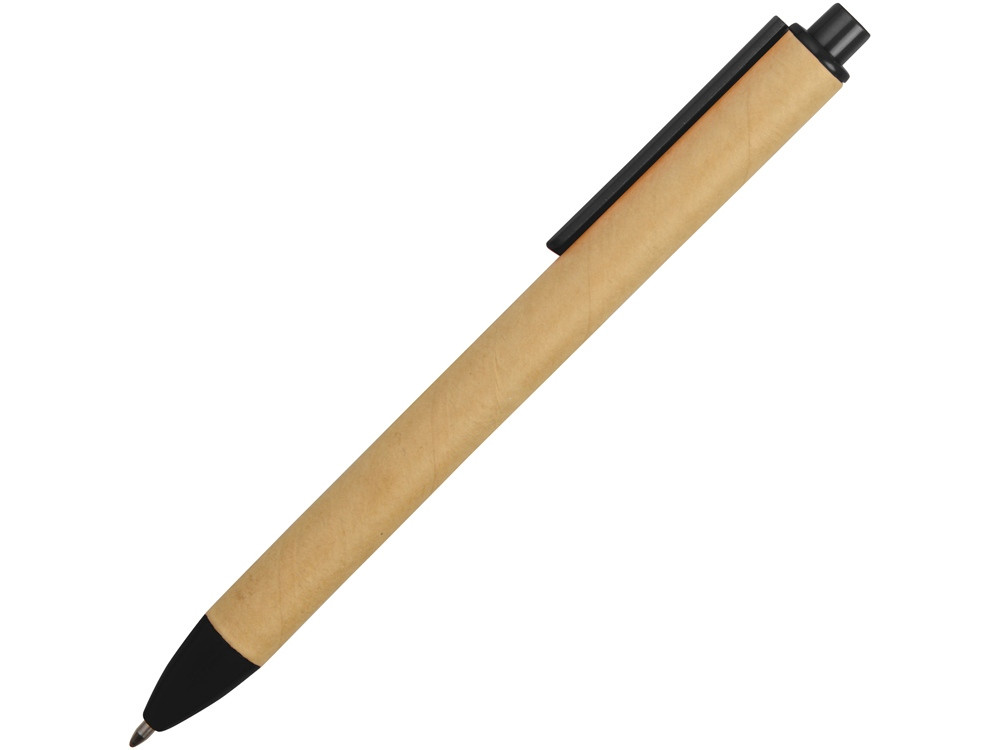 Ручка картонная пластиковая шариковая Эко 2.0, бежевый/черный - фото 3 - id-p89973960