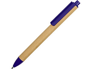 Ручка картонная пластиковая шариковая Эко 2.0, бежевый/синий, фото 2