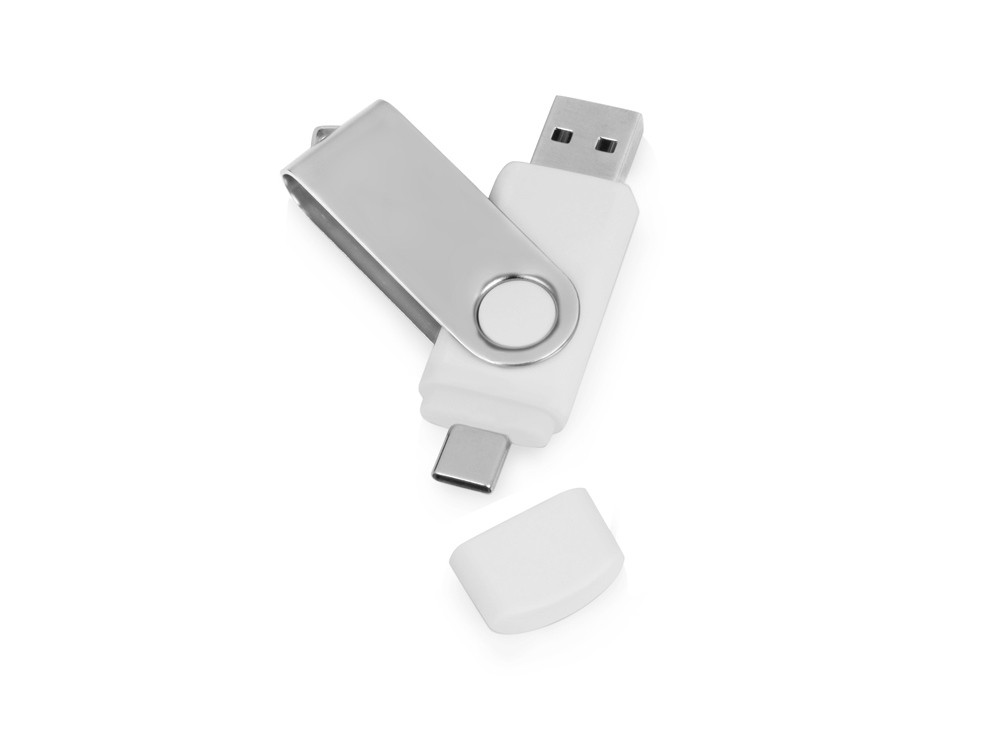 USB3.0/USB Type-C флешка на 16 Гб Квебек C, белый - фото 1 - id-p89974024
