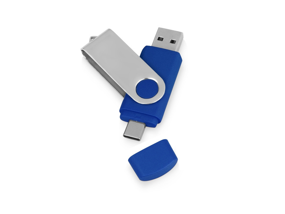 USB3.0/USB Type-C флешка на 16 Гб Квебек C, синий - фото 1 - id-p89974025