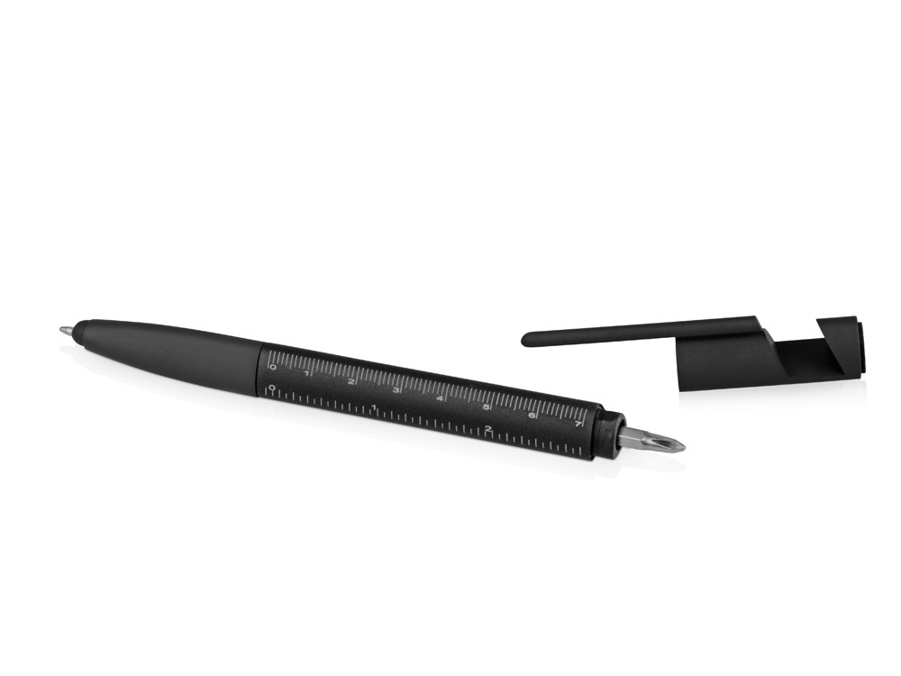 Ручка-стилус металлическая шариковая многофункциональная (6 функций) Multy, черный - фото 6 - id-p89974102