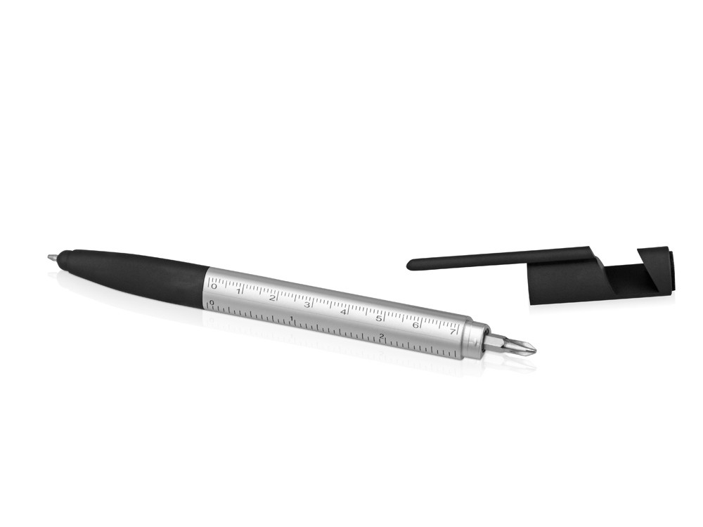 Ручка-стилус металлическая шариковая многофункциональная (6 функций) Multy, серебристый - фото 6 - id-p89974103