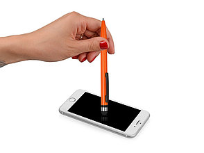 Ручка-стилус металлическая шариковая Poke, оранжевый/черный, фото 3