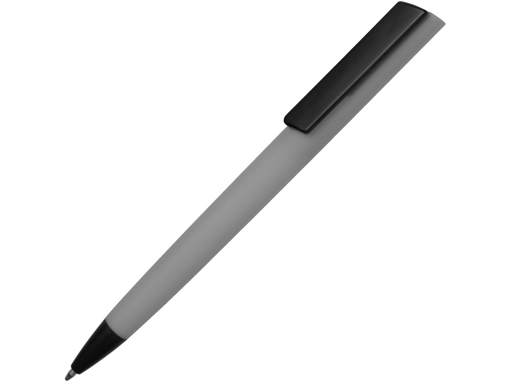 Ручка пластиковая soft-touch шариковая Taper, серый/черный - фото 1 - id-p89974159