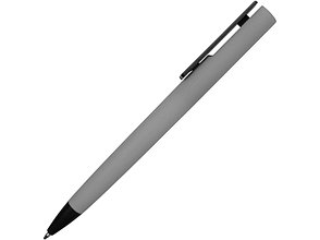 Ручка пластиковая soft-touch шариковая Taper, серый/черный, фото 2