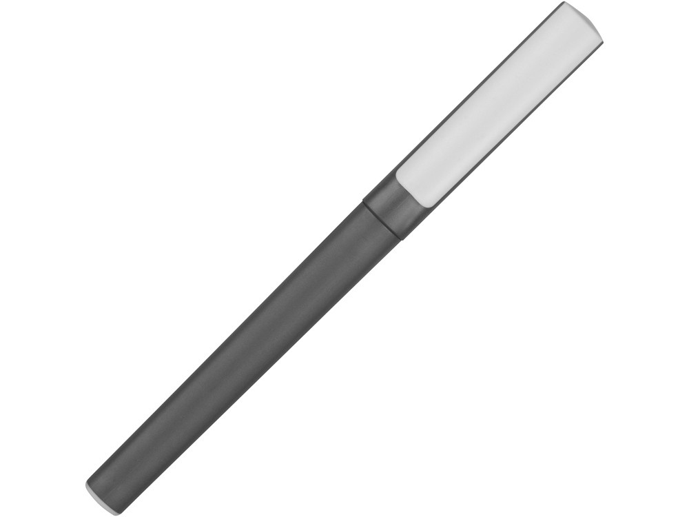 Ручка пластиковая шариковая трехгранная Nook с подставкой для телефона в колпачке, серый/белый - фото 2 - id-p89974232