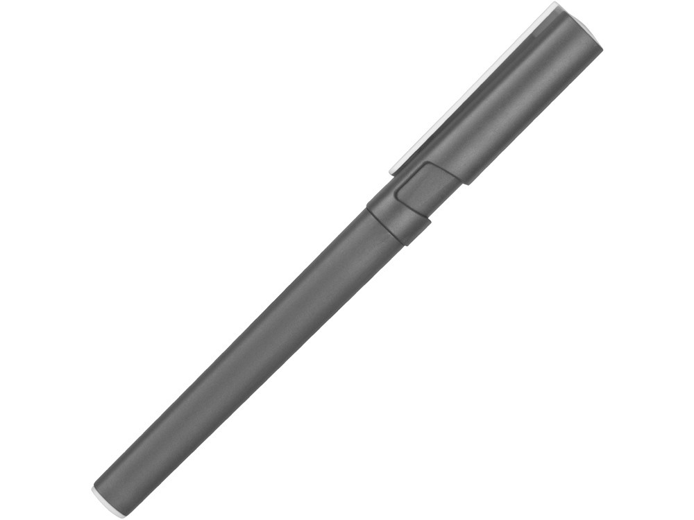 Ручка пластиковая шариковая трехгранная Nook с подставкой для телефона в колпачке, серый/белый - фото 3 - id-p89974232