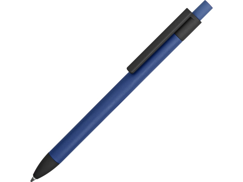 Ручка металлическая soft-touch шариковая Haptic, синий/черный - фото 1 - id-p89974237
