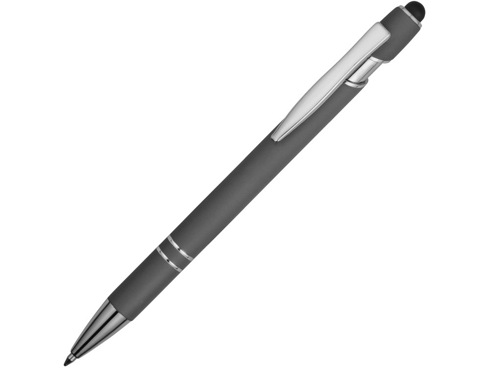 Ручка металлическая soft-touch шариковая со стилусом Sway, серый/серебристый - фото 1 - id-p89974252