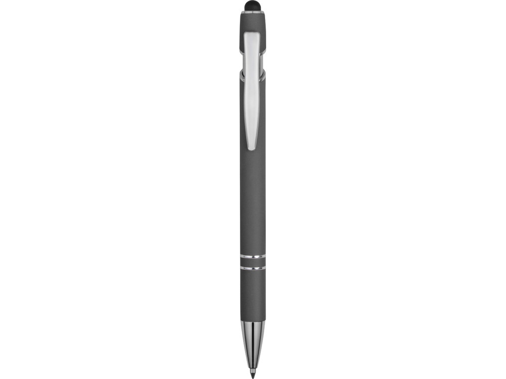 Ручка металлическая soft-touch шариковая со стилусом Sway, серый/серебристый - фото 2 - id-p89974252