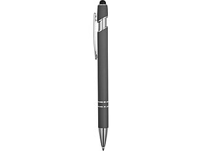 Ручка металлическая soft-touch шариковая со стилусом Sway, серый/серебристый, фото 2