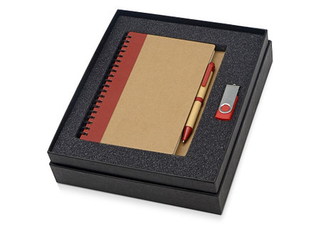 Подарочный набор Essentials с флешкой и блокнотом А5 с ручкой, красный, фото 2