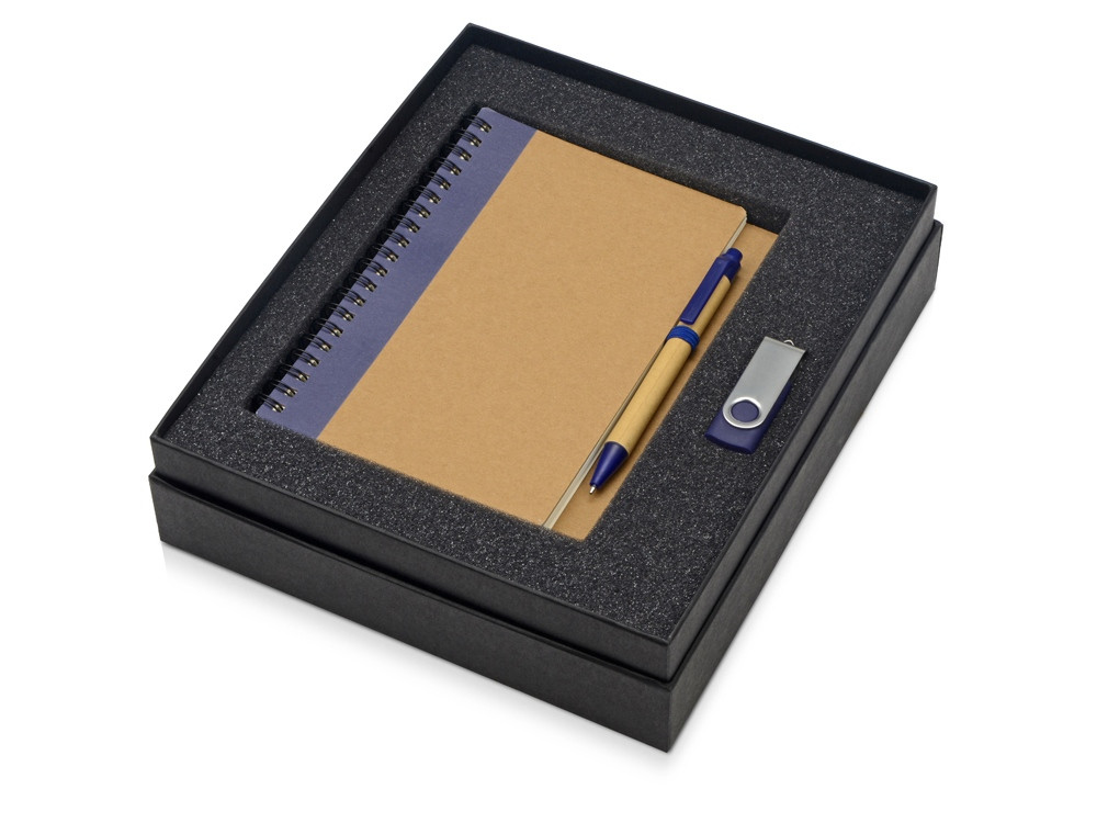 Подарочный набор Essentials с флешкой и блокнотом А5 с ручкой, синий - фото 2 - id-p89974580