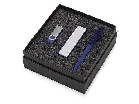 Подарочный набор Space Pro с флешкой, ручкой и зарядным устройством, синий, фото 2
