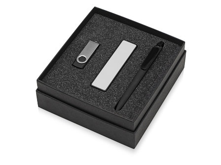 Подарочный набор Space Pro с флешкой, ручкой и зарядным устройством, черный, фото 2