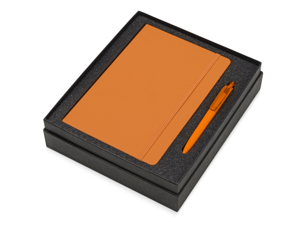 Подарочный набор Vision Pro soft-touch с ручкой и блокнотом А5, оранжевый - фото 1 - id-p89974623