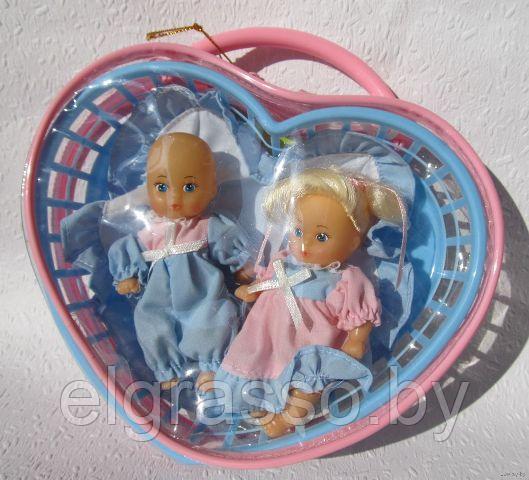 Набор куклы мальчик и девочка "Двойняшки в корзинке", 11см - фото 2 - id-p90001509