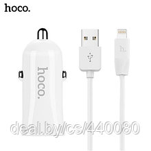 Автомобильное зарядное устройство для мобильного телефона Hoco Z12 с кабелем lightning, белый 