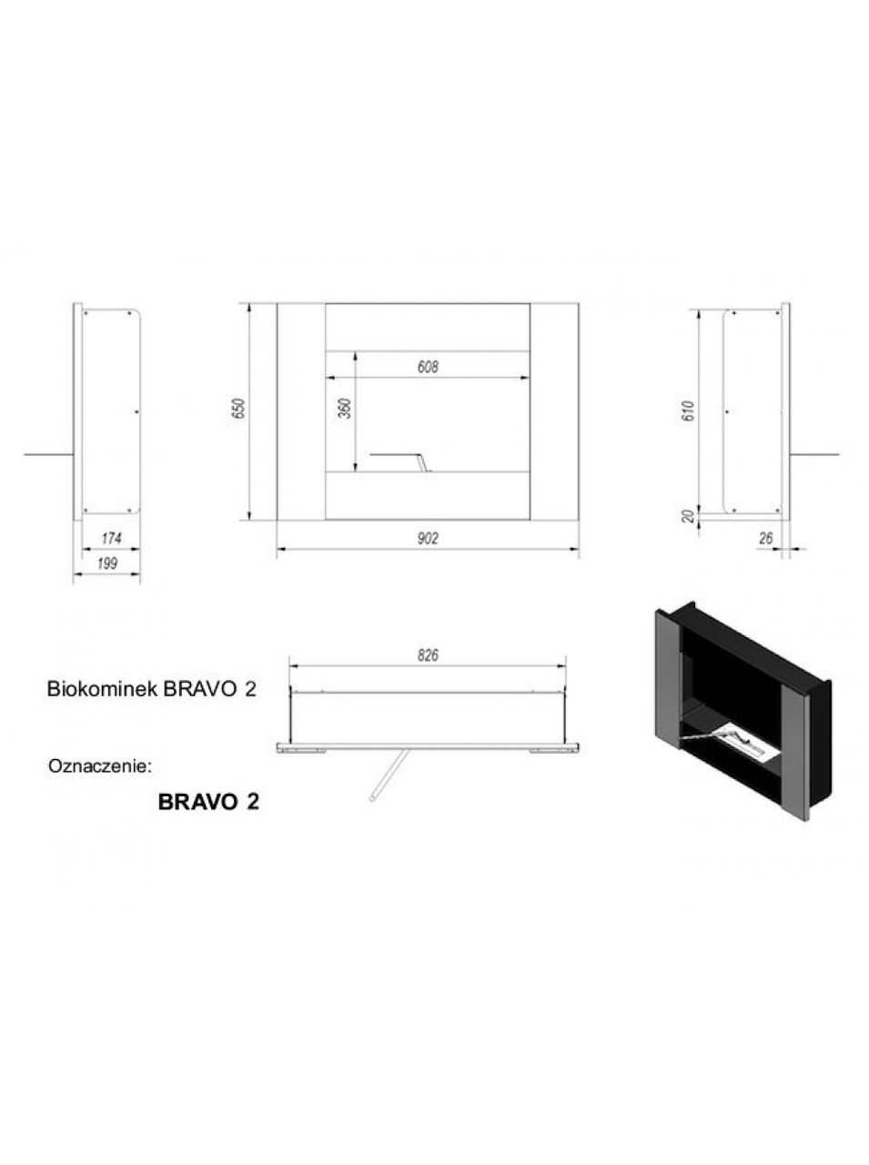 Биокамин BRAVO 2 черный - фото 2 - id-p90003527