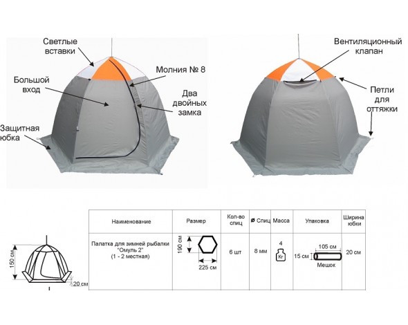 Палатка для зимней рыбалки Митек Омуль-3 - фото 4 - id-p90044550