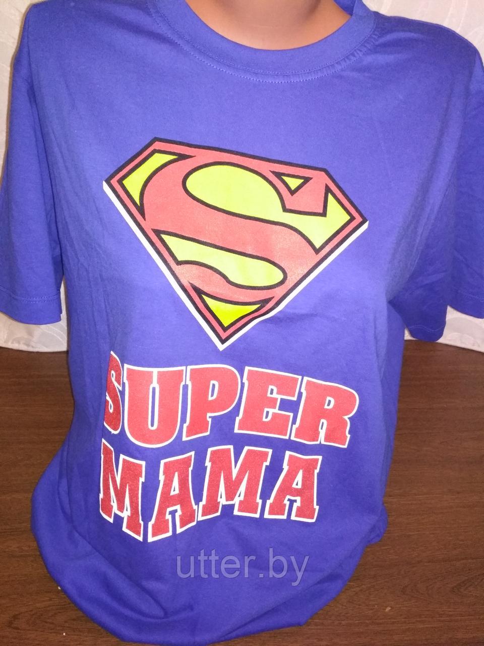 Майка с надписью "Super mama"