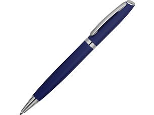Ручка металлическая шариковая Flow soft-touch, темно-синий/серебристый, фото 2