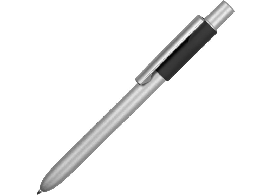 Ручка металлическая шариковая Bobble с силиконовой вставкой, серый/черный - фото 1 - id-p90065644