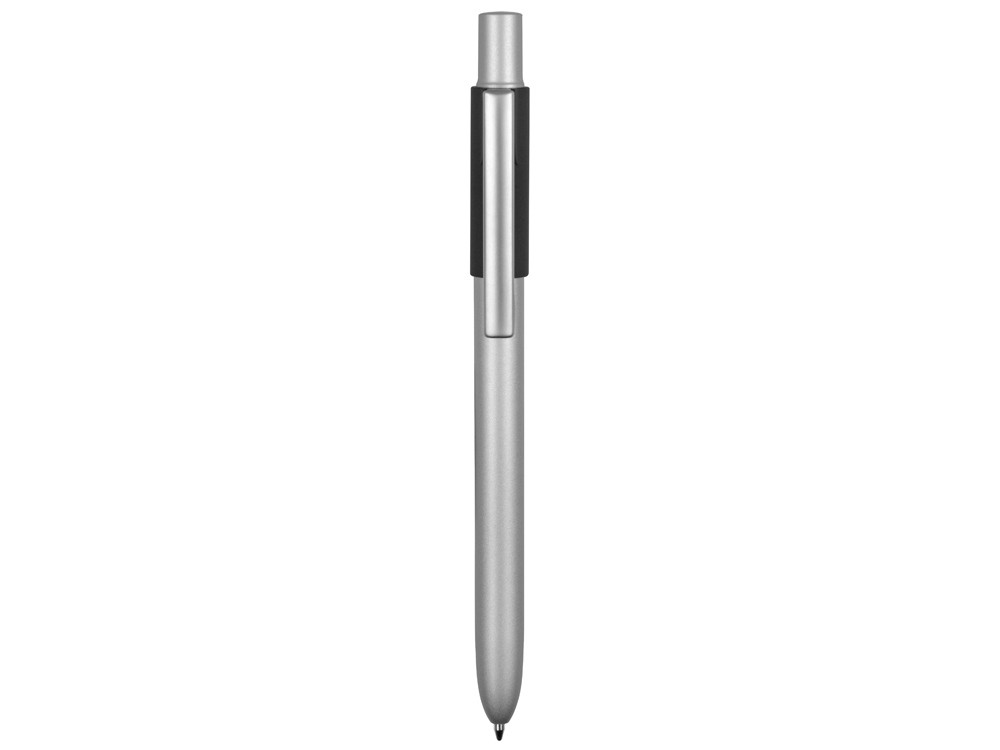 Ручка металлическая шариковая Bobble с силиконовой вставкой, серый/черный - фото 2 - id-p90065644