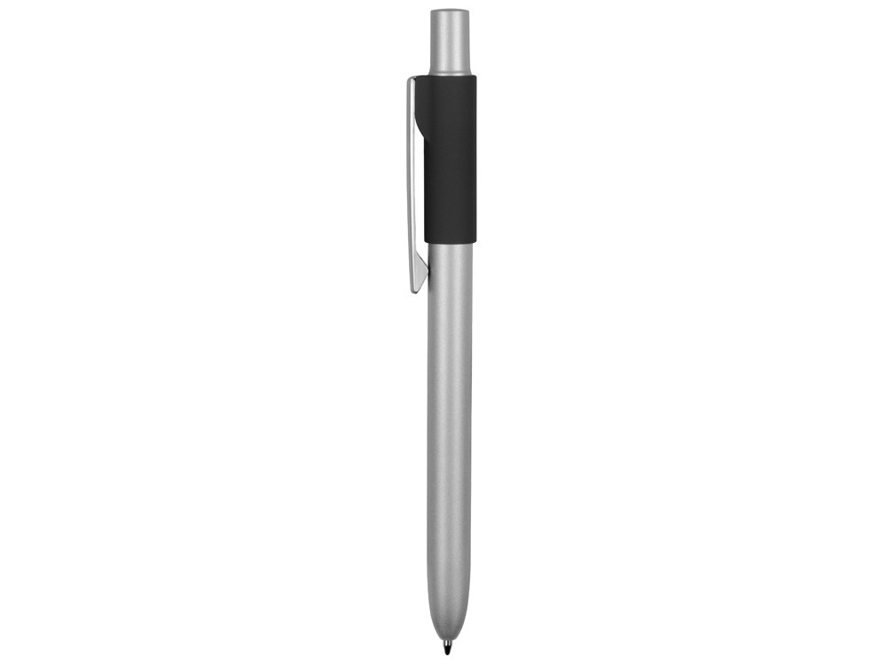Ручка металлическая шариковая Bobble с силиконовой вставкой, серый/черный - фото 3 - id-p90065644