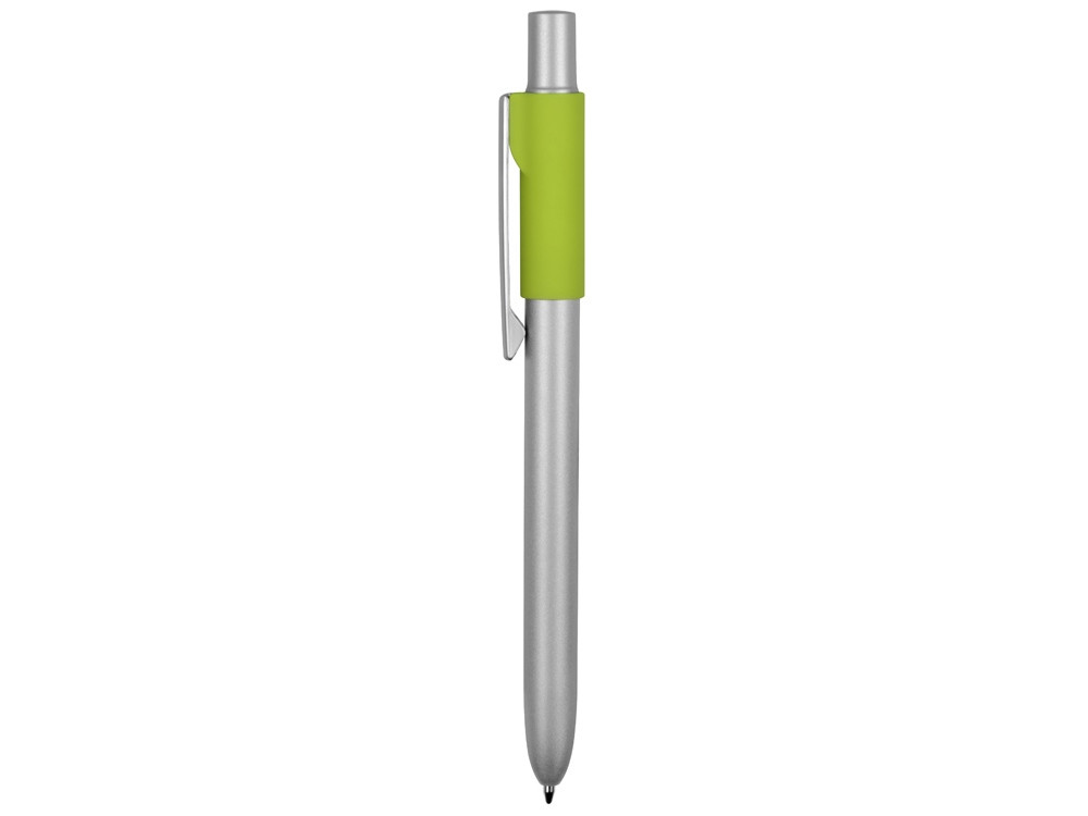 Ручка металлическая шариковая Bobble с силиконовой вставкой, серый/зеленое яблоко - фото 3 - id-p90065646