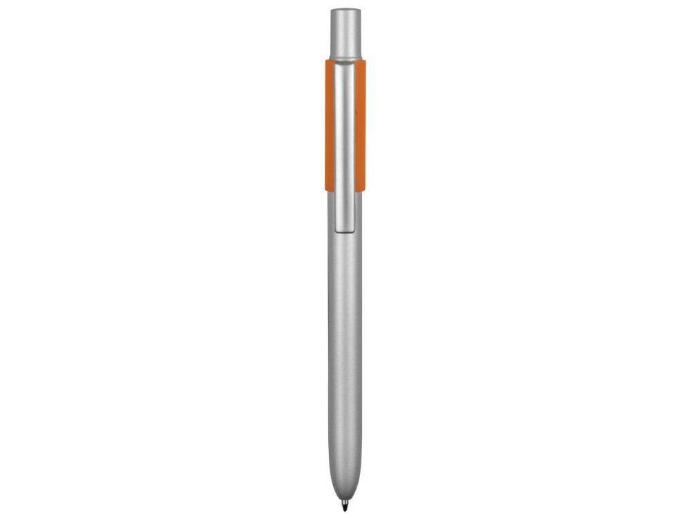 Ручка металлическая шариковая Bobble с силиконовой вставкой, серый/оранжевый - фото 2 - id-p90065648