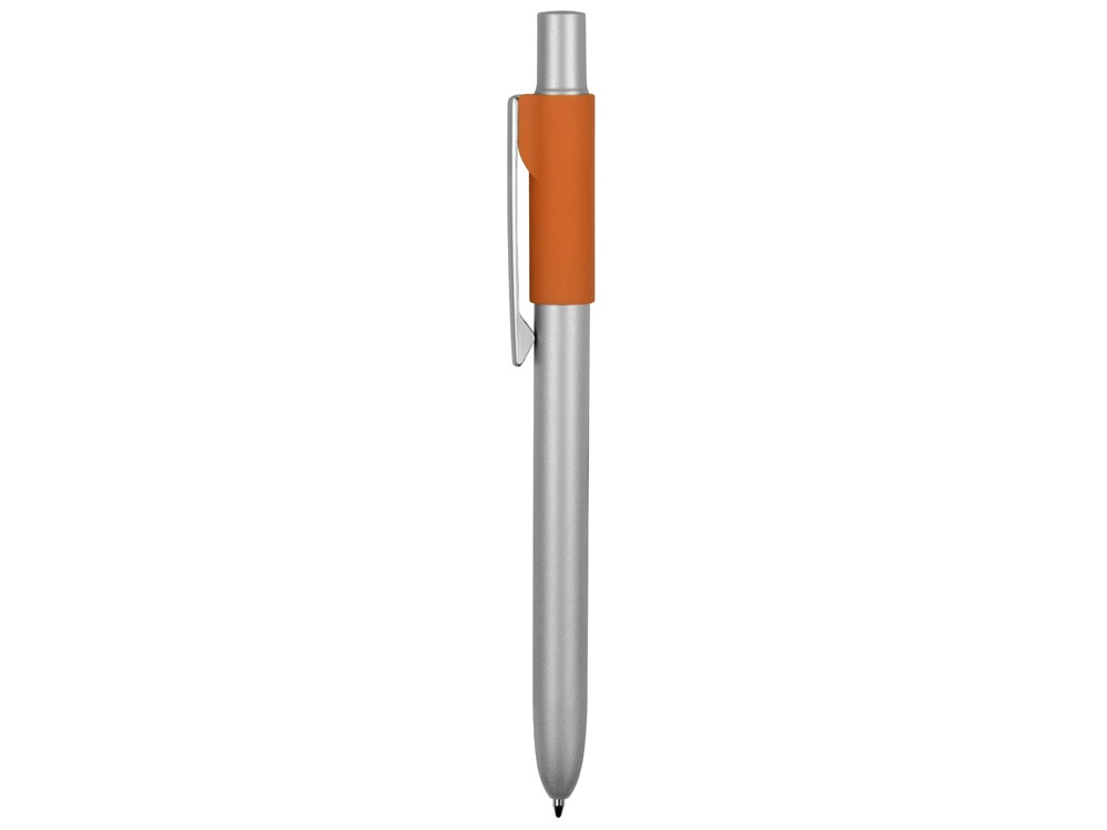 Ручка металлическая шариковая Bobble с силиконовой вставкой, серый/оранжевый - фото 3 - id-p90065648