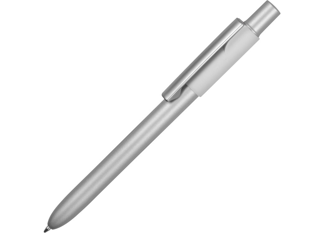 Ручка металлическая шариковая Bobble с силиконовой вставкой, серый/белый - фото 1 - id-p90065649