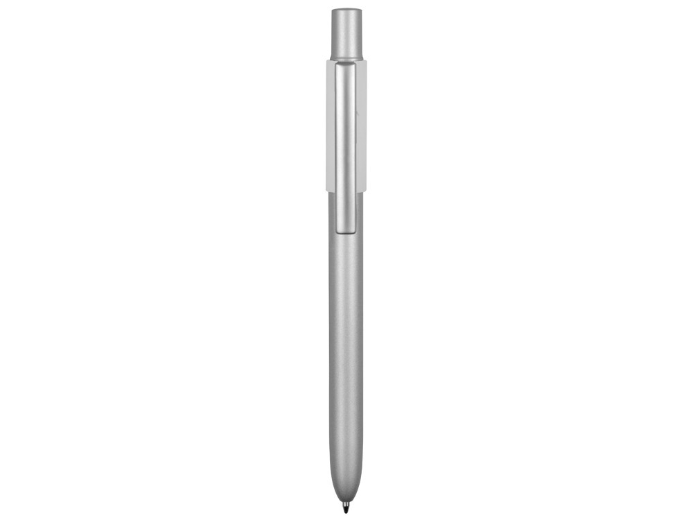 Ручка металлическая шариковая Bobble с силиконовой вставкой, серый/белый - фото 2 - id-p90065649