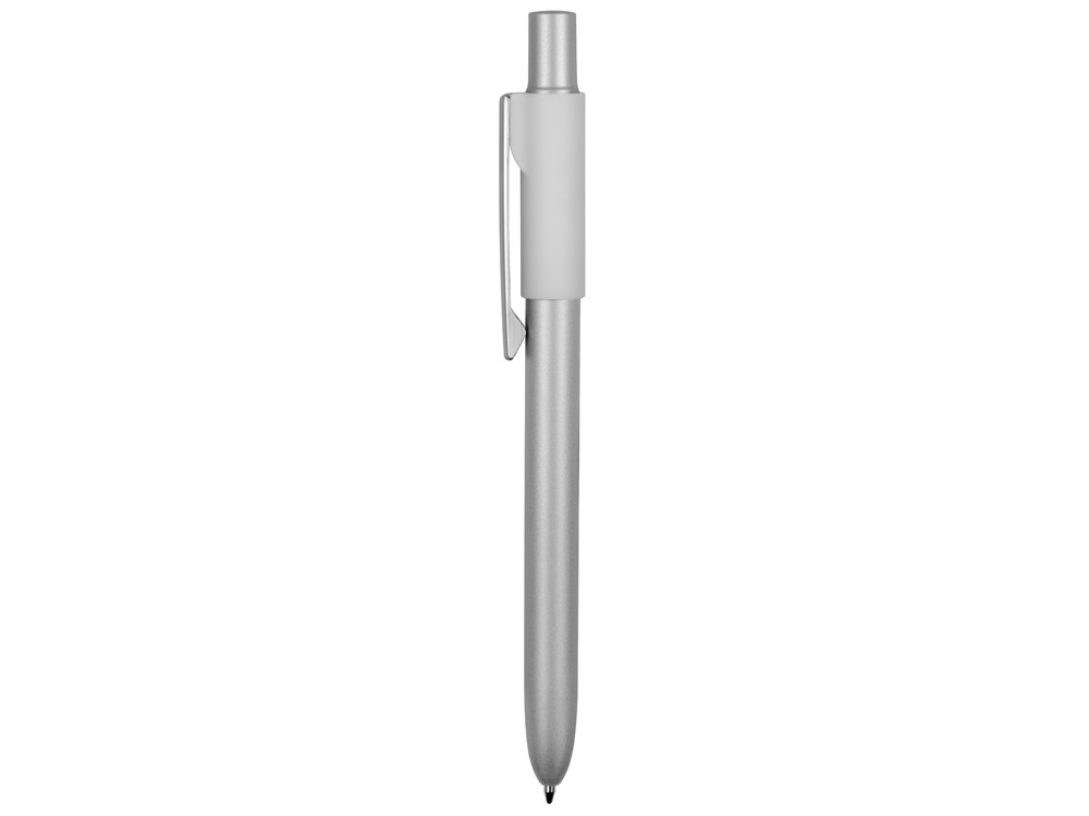 Ручка металлическая шариковая Bobble с силиконовой вставкой, серый/белый - фото 3 - id-p90065649