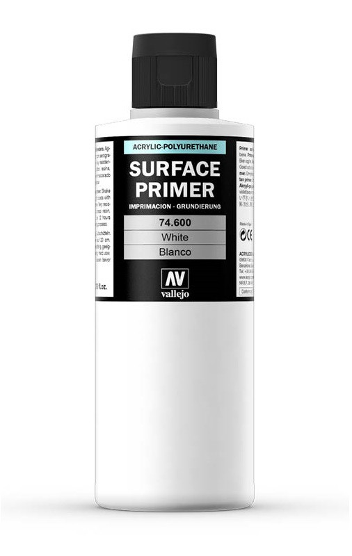 Грунт Surface Primer акриловый полиуретановый, белый (White), 200 мл, Vallejo - фото 1 - id-p5935233