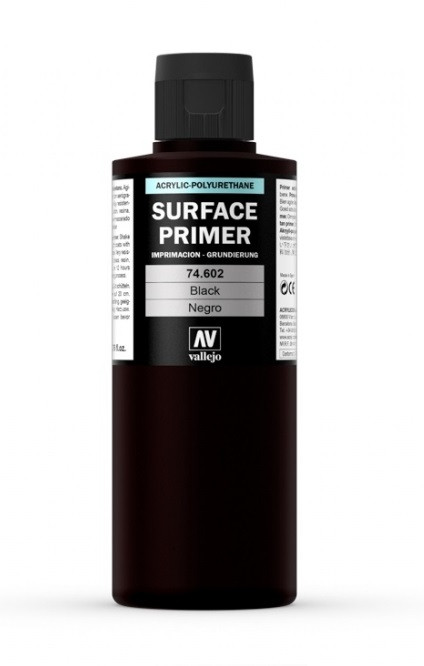 Грунт Surface Primer акриловый полиуретановый, черный (Black), 200 мл, Vallejo - фото 1 - id-p89080517
