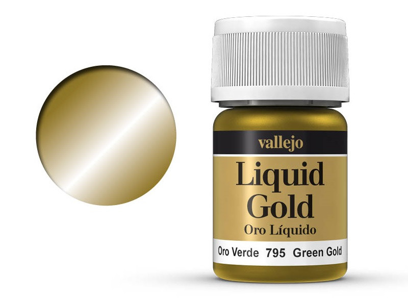 Краска металлическая Liquid Gold Vallejio - ЗОЛОТО ЗЕЛЕНОЕ, 32мл. (Испания)