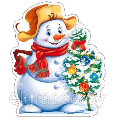 Мини-Плакат вырубной "Снеговик с елкой', А4, ТЦ СФЕРА - фото 1 - id-p90227108